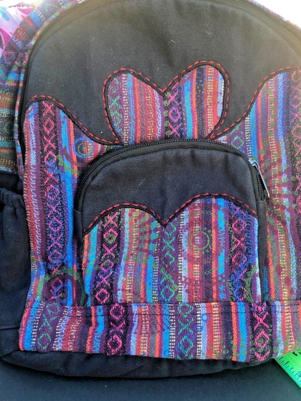 Kathmandu Collection Handmade Backpack, 16” Striped Boho Bag from Nepal